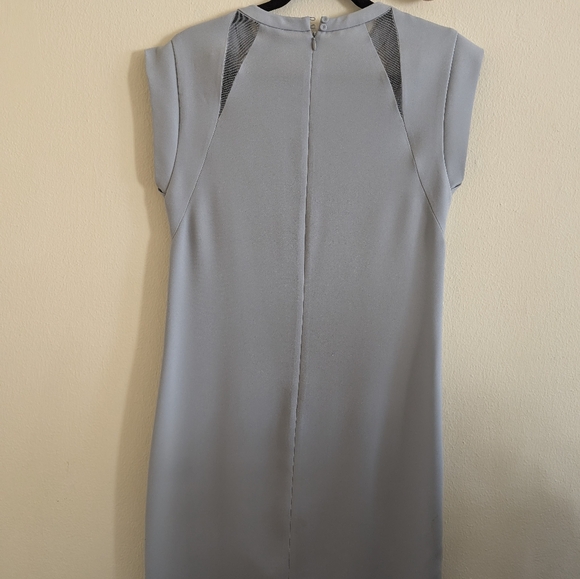 BCBG Max Azria Light Gray Bodycon Dress with Mesh Detail - Size 02 - Picture 2 of 5